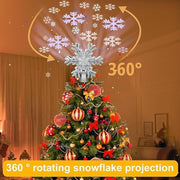 Christmas Tree Topper, Purtuemy 3D Snowflake Projection Lighted Tree Topper