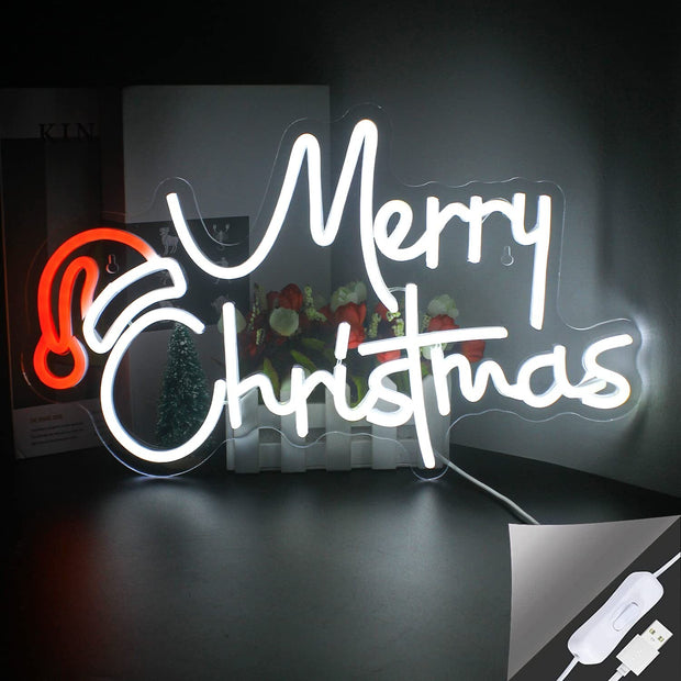 Merry Christmas Neon Sign Christmas LED Sign Light with Acrylic Board,Art Wal...