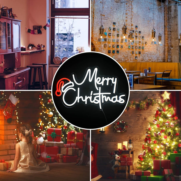 Merry Christmas Neon Sign Christmas LED Sign Light with Acrylic Board,Art Wal...