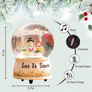 Snow Globe with Music, Christmas Decorations for Home, Glitter Spinning Glass Water Globe with Three Snowmen Sing, for Kids and Women