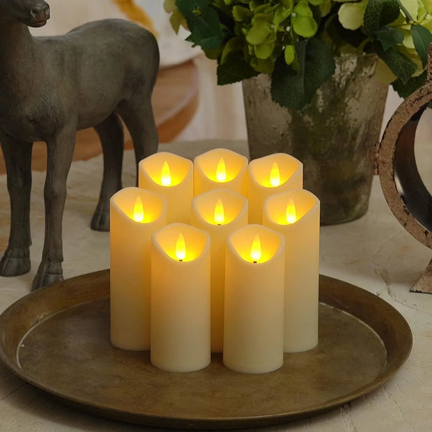 8Pcs Flameless Pillar Candles with Remote,Led Candles, Battery Operated Candles with Remote Timers, Made of Frosted Plastic, Won'T Melt, Ivory