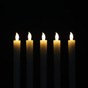 10" Ivory Flameless Taper Candles with Timer, Battery Operated Dinner Candlesticks, Push-Activated, Textured Wax Finish, Warm White Light, Remote & 10 Batteries Included - Set of 5