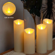 8Pcs Flameless Pillar Candles with Remote,Led Candles, Battery Operated Candles with Remote Timers, Made of Frosted Plastic, Won'T Melt, Ivory