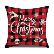 Christmas Pillow Covers,  18 X 18 Inch Set of 4 Farmhouse Black and Red Buffalo Plaid Pillow Covers Holiday Rustic Linen Pillow Case for Sofa Couch Christmas Decorations Throw Pillow Covers