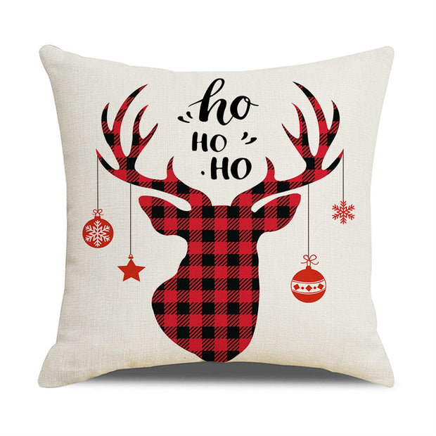 Christmas Pillow Covers,  18 X 18 Inch Set of 4 Farmhouse Black and Red Buffalo Plaid Pillow Covers Holiday Rustic Linen Pillow Case for Sofa Couch Christmas Decorations Throw Pillow Covers