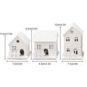 LED Lighted Christmas Village Houses Xmas Snow Houses Wooden Winter Village Building Figurines Holiday Party Decor