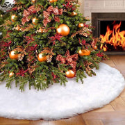 48" Diameter Christmas Tree Plush Skirts, White Faux Fur Trim Carpet Xmas Tree Skirts Mat Home Party Decorations Ornaments