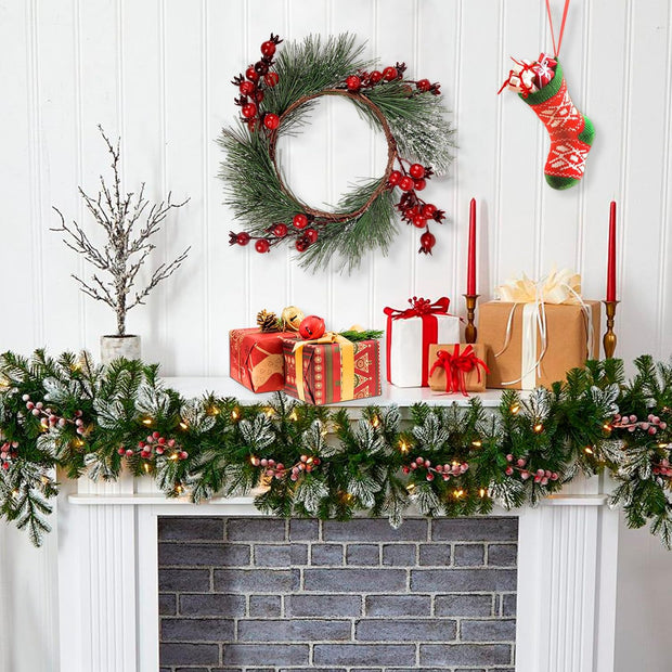 Christmas Candle Rings Wreath - 4.3" 4 PCS, Christmas Table Centerpieces, Red Artificial Berry Candle Rings, Candle Holder Table Decorations, Small Pine Garlands for Home Holiday Wedding Decor