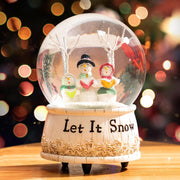 Snow Globe with Music, Christmas Decorations for Home, Glitter Spinning Glass Water Globe with Three Snowmen Sing, for Kids and Women