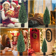 Artificial Cedar Tree 2 Pack 3 Ft Outdoor Faux Plants Artificial Topiary Fake Tree UV Rated Potted Plants Decor Faux Pine Tree for Perfect Housewarming Gift