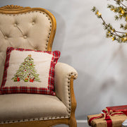 Set of 2 Holiday Wreath and Christmas Tree Throw Pillows