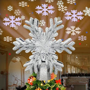 Christmas Tree Topper, Purtuemy 3D Snowflake Projection Lighted Tree Topper