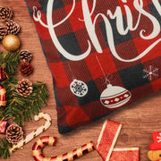 Christmas Pillow Covers,  18 X 18 Inch Set of 4 Farmhouse Black and Red Buffalo Plaid Pillow Covers Holiday Rustic Linen Pillow Case for Sofa Couch Christmas Decorations Throw Pillow Covers