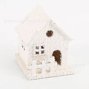 LED Lighted Christmas Village Houses Xmas Snow Houses Wooden Winter Village Building Figurines Holiday Party Decor
