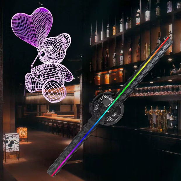 Hologram Fan Projector 16.5In 3D Holographic Fans with 244 LED Lights 2000X224 Resolution Holiday Projector Image Video