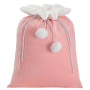 Plush Christmas Santa Sack Cord Drawstring with Pom Pom for Kids Luxury Xmas Gift Bag Merry Christmas