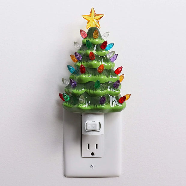 Ceramic Christmas Tree Night Light (Green)