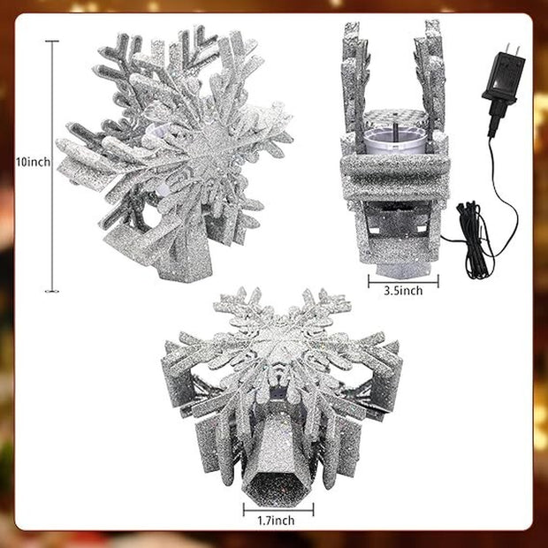 Christmas Tree Topper, Purtuemy 3D Snowflake Projection Lighted Tree Topper