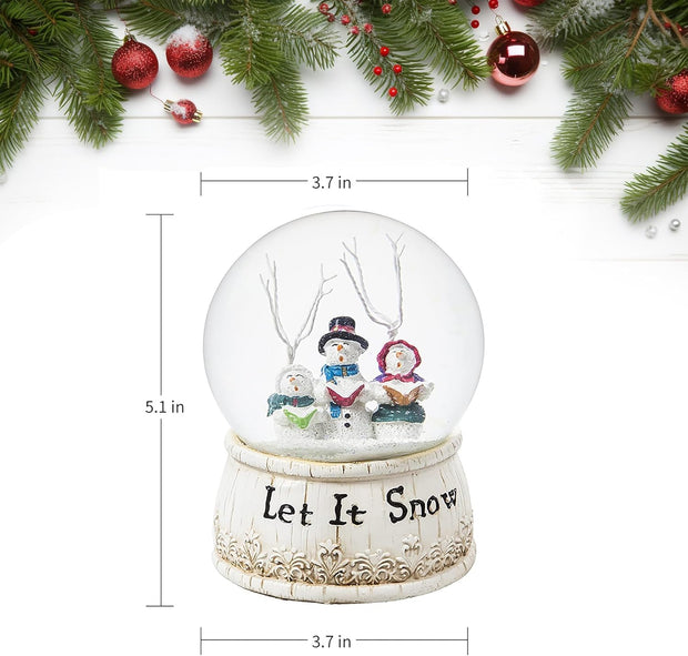 Snow Globe with Music, Christmas Decorations for Home, Glitter Spinning Glass Water Globe with Three Snowmen Sing, for Kids and Women