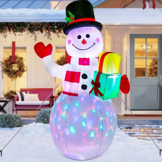5FT Christmas Inflatables Snowman Outdoor Yard Decor with Rotating LED Lights Christmas Blow up Decoration Garden
