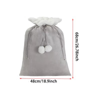 Plush Christmas Santa Sack Cord Drawstring with Pom Pom for Kids Luxury Xmas Gift Bag Merry Christmas