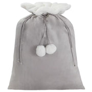 Plush Christmas Santa Sack Cord Drawstring with Pom Pom for Kids Luxury Xmas Gift Bag Merry Christmas