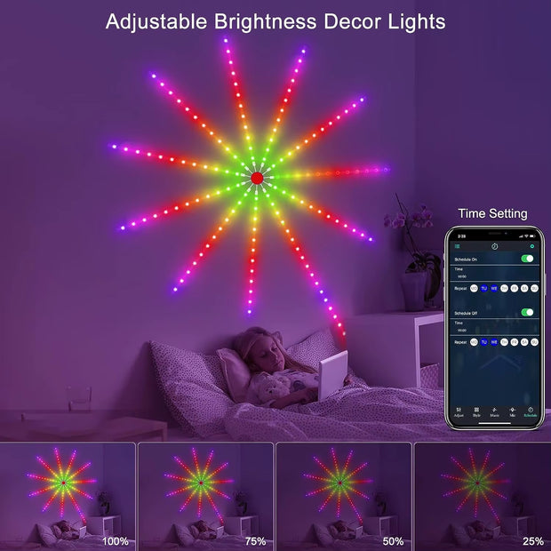 2025 Christmas Light Smart Fairy Firework Bluetooth Light Strip Festoon Home Wall Bedroom Computer Room Decor Holiday Party Lamp