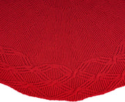 Knitted Christmas Tree Skirt, Red 24 Inches Thick Rustic Tree Skirt for Xmas Decoration