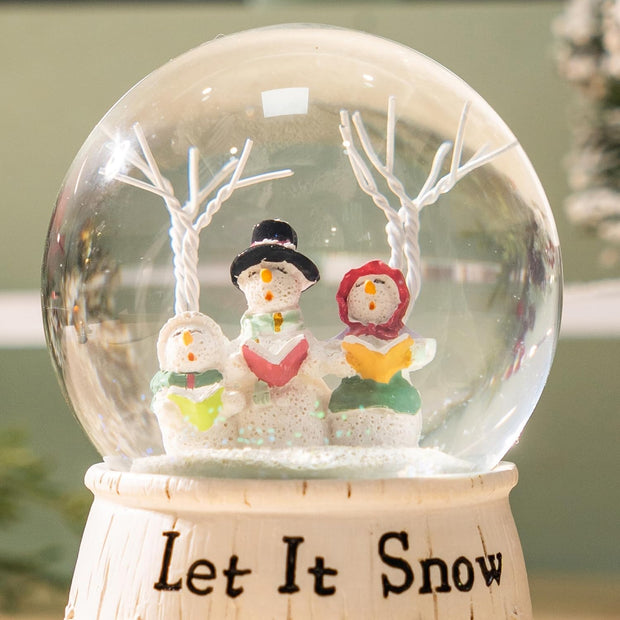 Snow Globe with Music, Christmas Decorations for Home, Glitter Spinning Glass Water Globe with Three Snowmen Sing, for Kids and Women