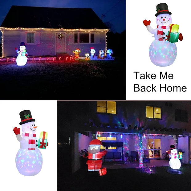 5FT Christmas Inflatables Snowman Outdoor Yard Decor with Rotating LED Lights Christmas Blow up Decoration Garden