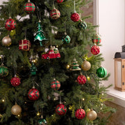 Christmas Tree Ornaments Set, 155Ct Red Green and Gold Shatterproof Christmas Tr