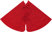Knitted Christmas Tree Skirt, Red 24 Inches Thick Rustic Tree Skirt for Xmas Decoration