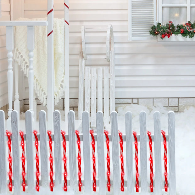 Set of 10 Solar Powered Christmas Candy Cane LED Pathway Lights with Remote Control