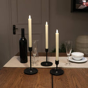 10" Ivory Flameless Taper Candles with Timer, Battery Operated Dinner Candlesticks, Push-Activated, Textured Wax Finish, Warm White Light, Remote & 10 Batteries Included - Set of 5