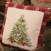 Set of 2 Holiday Wreath and Christmas Tree Throw Pillows