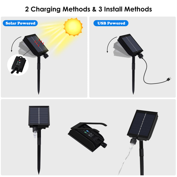 Set of 10 Solar Powered Christmas Candy Cane LED Pathway Lights with Remote Control