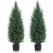 Artificial Cedar Tree 2 Pack 3 Ft Outdoor Faux Plants Artificial Topiary Fake Tree UV Rated Potted Plants Decor Faux Pine Tree for Perfect Housewarming Gift