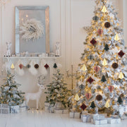 48 Pieces Christmas Paper Honeycomb Ornaments with Glitter Edge Brown Hanging Pa