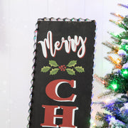 35"H Rustic Wooden Sign Black Merry Christmas Vertical Porch Sign Farmhouse Standing Christmas Welcome Sign Xmas Hanging Décor Holiday Party Sign Wall Door Decorations